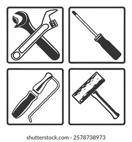 Repair and Maintenance Tools Silhouette Icons Set Collection