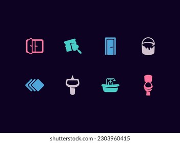 Repair and maintenance vector icon set. Work tools. Handyman services icons.