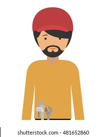 repair man and cartoon icon. profession worker and occupation theme. Isolated design. Vector illustration