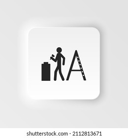 Repair man worker neumorphic icon vector illustration isolated