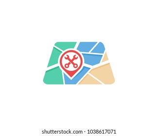 Repair Map Icon Logo Design Element
