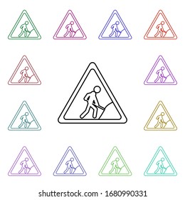 Repair mark multi color style icon. Simple thin line, outline vector of road sign icons for ui and ux, website or mobile application