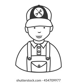 Repair mechanic man , isolated flat icon cartoon