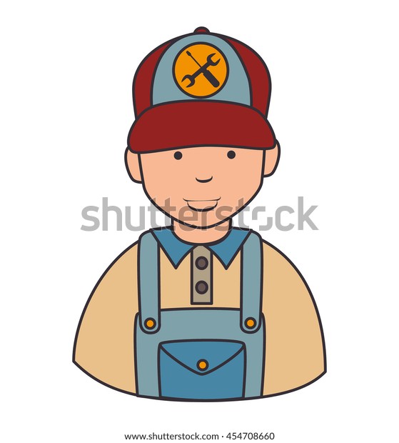 Repair mechanic\
man , isolated flat icon\
design