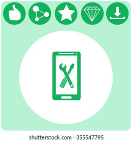 Repair on phone vector icon.
