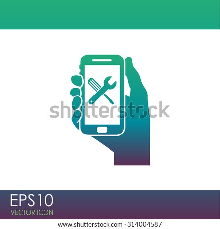 Repair on phone vector icon.