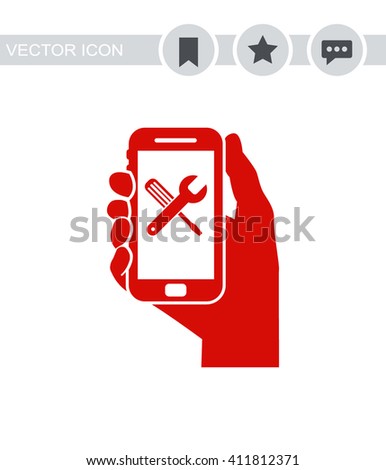 Repair on phone vector icon.