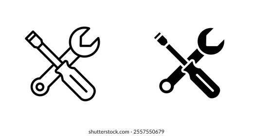 Repair outlined and solid icon vector collection.