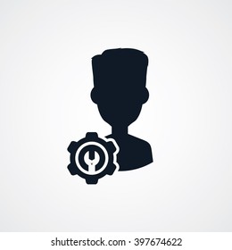 repair people - avatar portrait cog setting icon theme vector art illustration