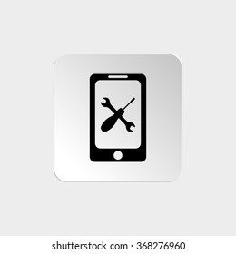 repair phone  - black vector icon