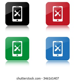 repair phone  - color vector icon  with shadow