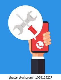 Repair phone concept. Vector flat isolated cartoon illustration icon