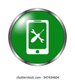 repair phone -  green  vector icon