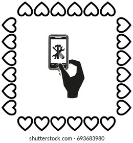 Repair phone and hand vector icon