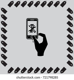 Repair phone and hand vector icon