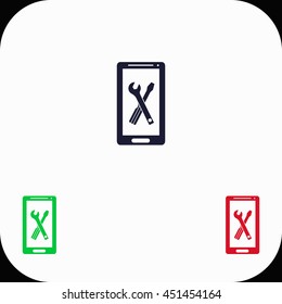 Repair phone  Illustration set. Blue, green, red icon.