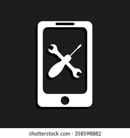 repair phone -  vector icon with shadow