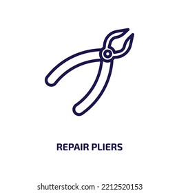 repair pliers icon from construction tools collection. Thin linear repair pliers, repair, pliers outline icon isolated on white background. Line vector repair pliers sign, symbol for web and mobile