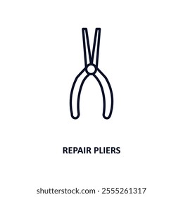 repair pliers outline icon.  Thin line icon from construction tools collection. Editable vector isolated on white background