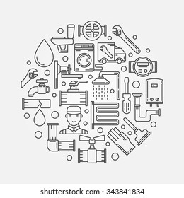 Repair plumbing illustration - vector repair plumbing symbol for business in thin line style