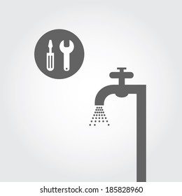 repair plumbing symbol  on gray background  