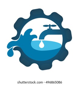 Repair plumbing and water supply systems symbol for business