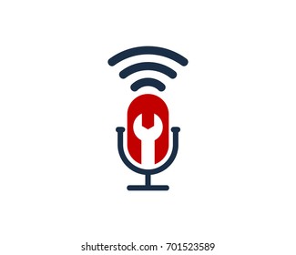 Repair Podcast Icon Logo Design Element