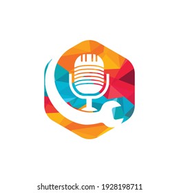 Repair podcast vector logo design. Wrench and mic icon design.