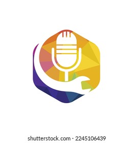 Repair podcast vector logo design. Wrench and mic icon design.