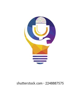 Repair podcast vector logo design. Wrench and mic icon design.