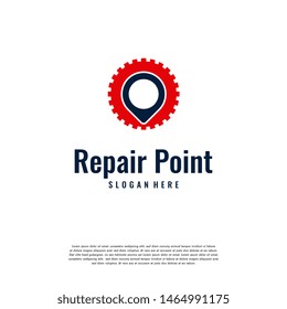 Repair Point logo designs concept vector, Gear Pin logo template
