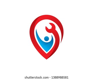Repair Point Logo Template, Icon, Symbol