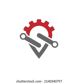 Repair point logo template. Wrench logo design concept, auto services logo.