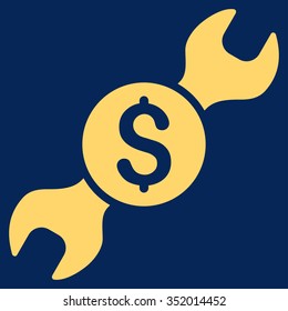 Repair Price vector icon. Style is flat symbol, yellow color, rounded angles, blue background.