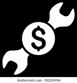 Repair Price vector icon. Style is flat symbol, white color, rounded angles, black background.