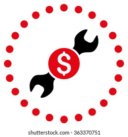 Repair Price vector icon. Style is bicolor flat circled symbol, intensive red and black colors, rounded angles, white background.