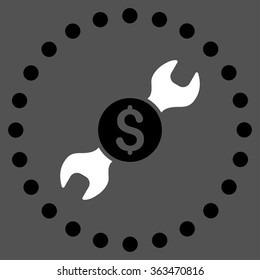 Repair Price vector icon. Style is bicolor flat circled symbol, black and white colors, rounded angles, gray background.
