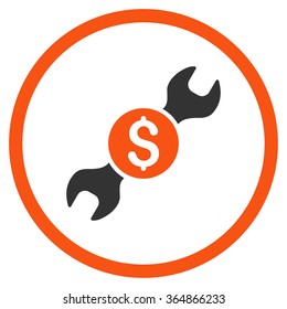 Repair Price vector icon. Style is bicolor flat circled symbol, orange and gray colors, rounded angles, white background.