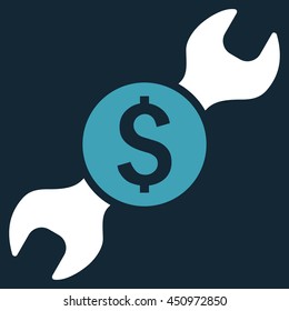 Repair Price vector icon. Style is bicolor flat symbol, blue and white colors, dark blue background.