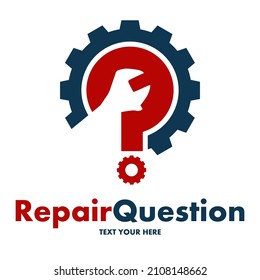 Repair question vector logo template. This design use gear symbol.