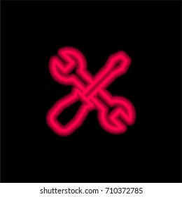 Repair red glowing neon ui ux icon. Glowing sign logo vector