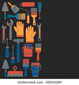 Repair and renovation tools Hand drawn vector icons