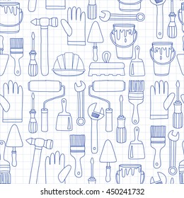 Repair and renovation tools Hand drawn vector icons