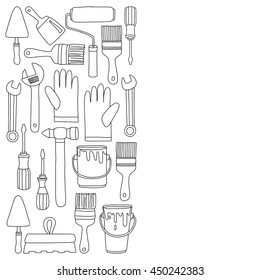 Repair and renovation tools Hand drawn vector icons