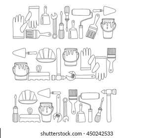Repair and renovation tools Hand drawn vector icons
