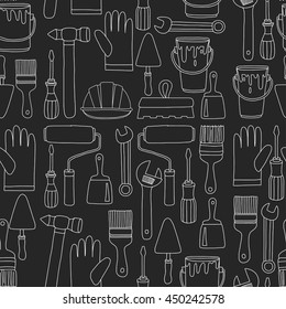 Repair and renovation tools Hand drawn vector icons