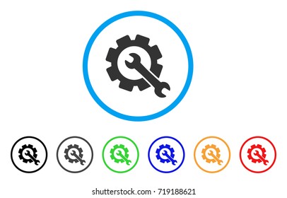 Repair rounded icon. Style is a flat repair gray symbol inside light blue circle with black, gray, green, blue, red, orange color versions. Vector designed for web and software interfaces.