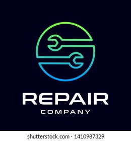 Repair S letter vector logo template. This font use wrench symbol. Suitable for technology, mechanic, or automotive business.
