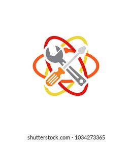 Repair Science Atom Logo Icon Design