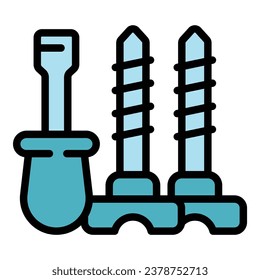 Reparar el vector de contorno del icono del destornillador. Muro de casa. Color del edificio remozado plano